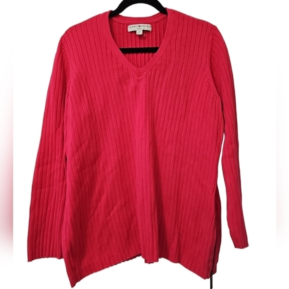Plus size Tommy Hilfiger Women's Cotton Cable-Knit V-Neck Sweater 2X - Picture 2 of 6